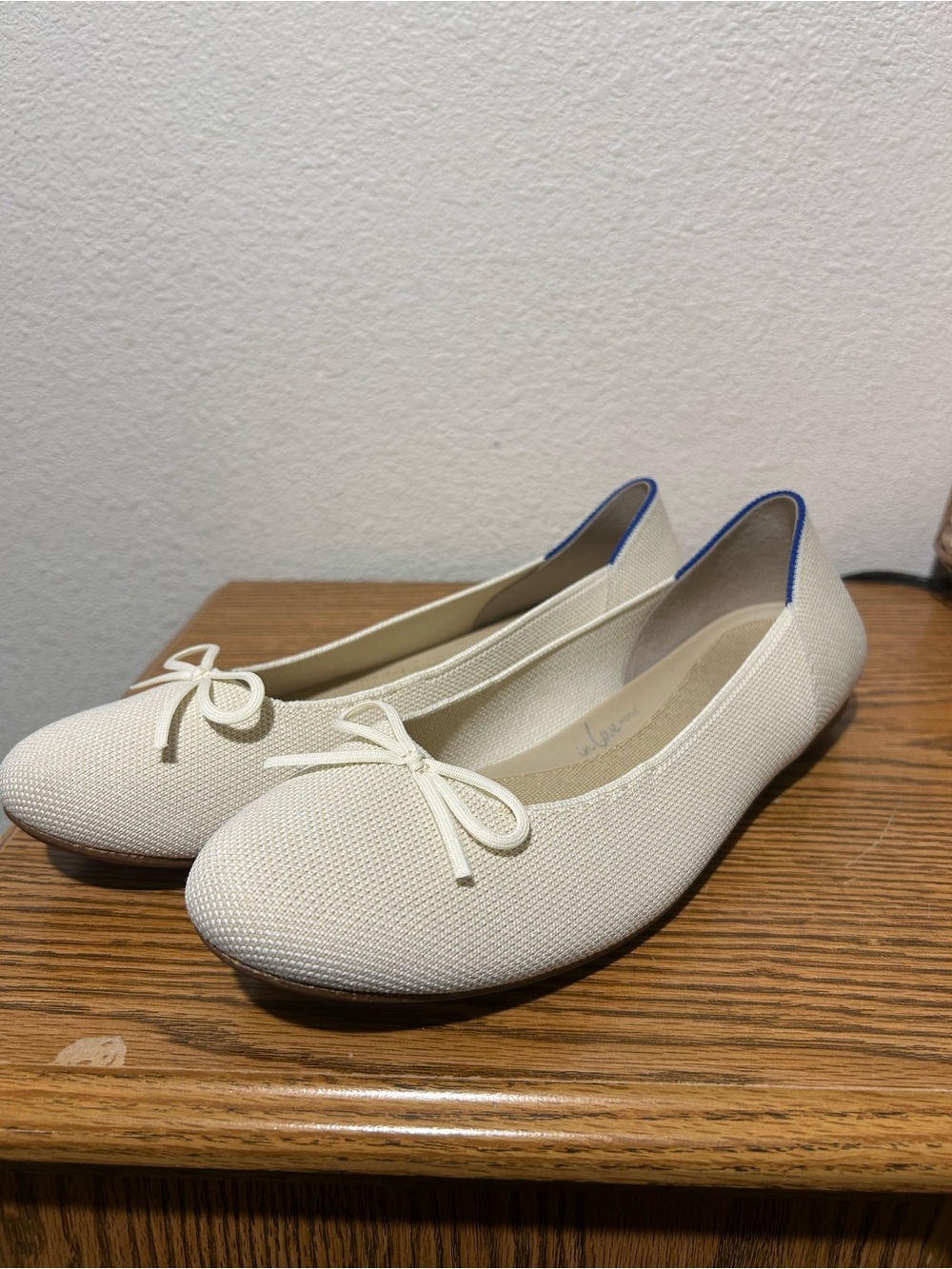 Rothy's Cream Ballet Gardenia Flats with Bow Trim